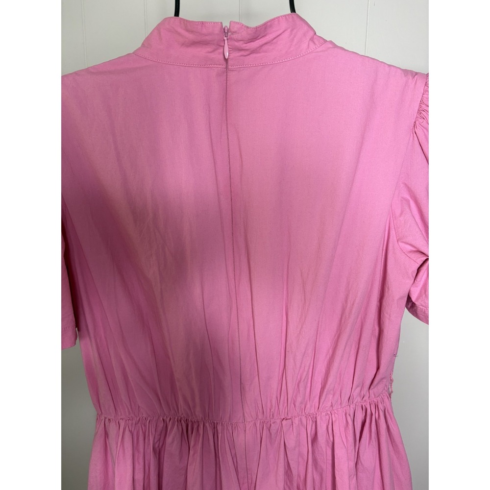 ARIAS NY Size 6 Pink Midi Dress Puff Sleeves‎ Gathered V Neck $795 Shower Baby - Picture 10 of 12